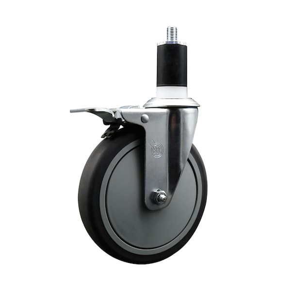 6'' Thermoplastic Rubber Swivel 1-1/2'' Expanding Stem Caster Total Lock Brake